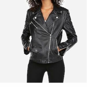 Express Black Vegan leather Motto jacket
